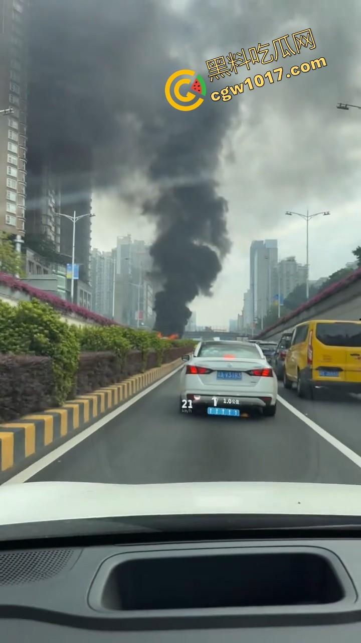 广东佛山季华园隧道口公交车发生自燃，现场浓烟滚滚，火势极其的大，具体自燃原因还待查明！-9